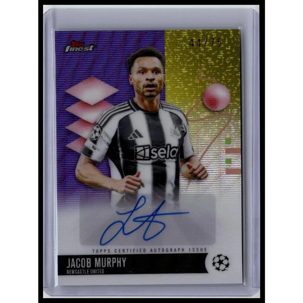 2025-26 Finest UEFA Jacob Murphy #BA-MU Newcastle Base Auto Purple Wave #/75